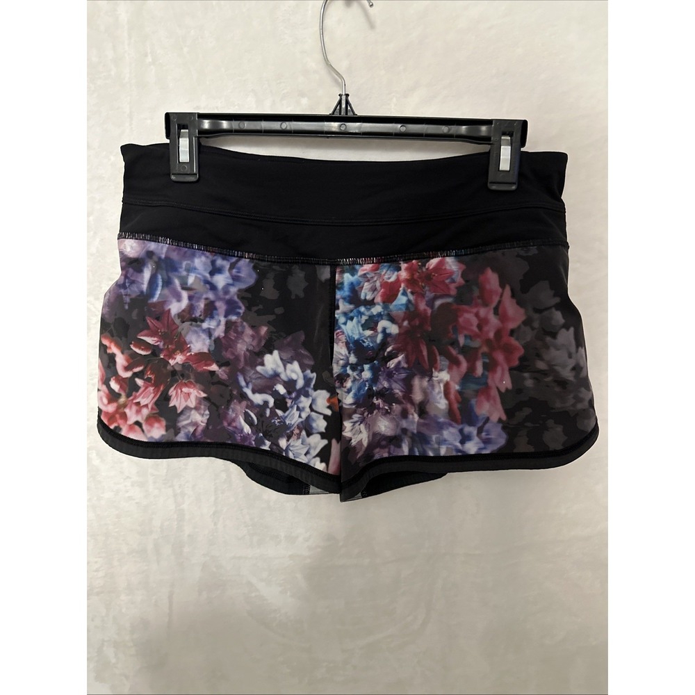 Lululemon Speed Shorts 6 Womens Jungle Floral Running Workout Pocket Zip Lined